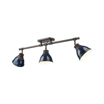 Yep by Golden Lighting Duncan 3-light Semi-Flush Mount in Rubbed Bronze and Navy Blue shade (36|3602-3SF RBZ-NVY)