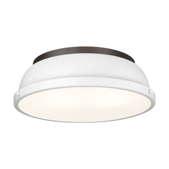 Yep by Golden Lighting Duncan 2-light Flush Mount in Rubbed Bronze and Matte White shade (36|3602-14 RBZ-WHT)