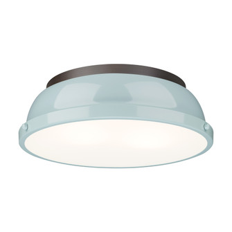 Yep by Golden Lighting Duncan 2-light Flush Mount in Rubbed Bronze and Seafoam shade (36|3602-14 RBZ-SF)