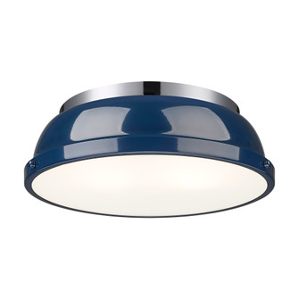 Yep by Golden Lighting Duncan 2-light Flush Mount in Chrome and Navy Blue shade (36|3602-14 CH-NVY)