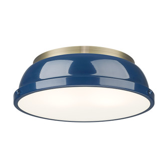 Yep by Golden Lighting Duncan 2-light Flush Mount in Aged Brass and Navy Blue shade (36|3602-14 AB-NVY)