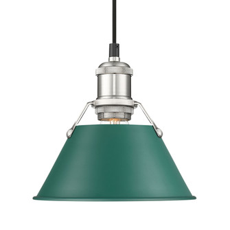 Yep by Golden Lighting Orwell 1-light 8in Pendant in Pewter and Pine Green shade (36|3306-S PW-GN)