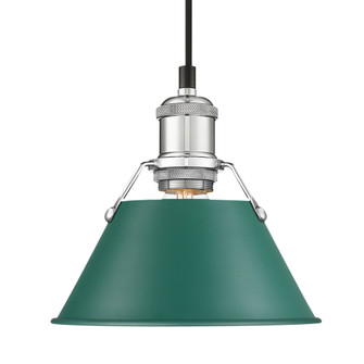 Yep by Golden Lighting Orwell 1-light 8in Pendant in Chrome and Pine Green shade (36|3306-S CH-GN)