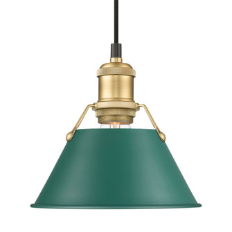 Yep by Golden Lighting Orwell 1-light 8in Pendant in Brushed Champagne Brass and Pine Green shade (36|3306-S BCB-GN)
