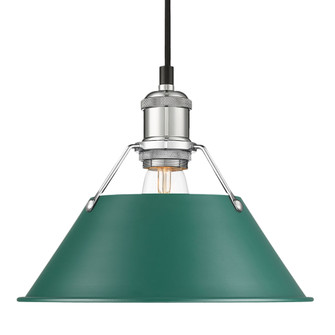 Yep by Golden Lighting Orwell 1-light 10in Pendant in Chrome and Pine Green shade (36|3306-M CH-GN)