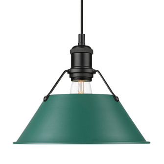 Yep by Golden Lighting Orwell 1-light 10in Pendant in Matte Black and Pine Green shade (36|3306-M BLK-GN)