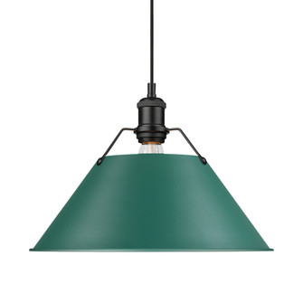 Yep by Golden Lighting Orwell 1-light 14in Pendant in Matte Black and Pine Green shade (36|3306-L BLK-GN)