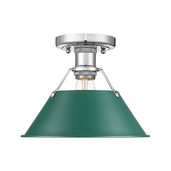 Yep by Golden Lighting Orwell 1-light Flush Mount in Chrome and Pine Green shade (36|3306-FM CH-GN)