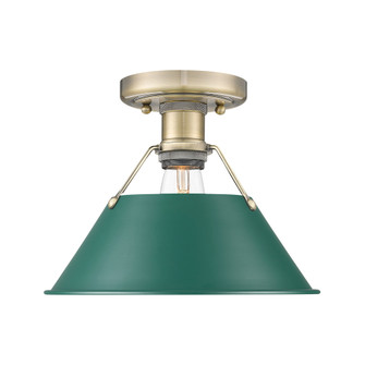 Yep by Golden Lighting Orwell 1-light Flush Mount in Aged Brass and Pine Green shade (36|3306-FM AB-GN)