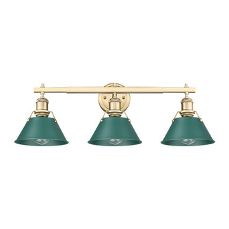 Yep by Golden Lighting Orwell 3-light Vanity in Brushed Champagne Brass and Pine Green shade (36|3306-BA3 BCB-GN)