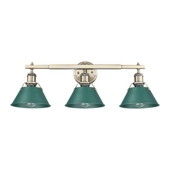 Yep by Golden Lighting Orwell 3-light Vanity in Aged Brass and Pine Green shade (36|3306-BA3 AB-GN)