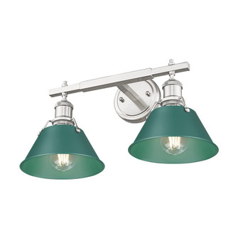 Yep by Golden Lighting Orwell 2-light Vanity in Pewter and Pine Green shade (36|3306-BA2 PW-GN)