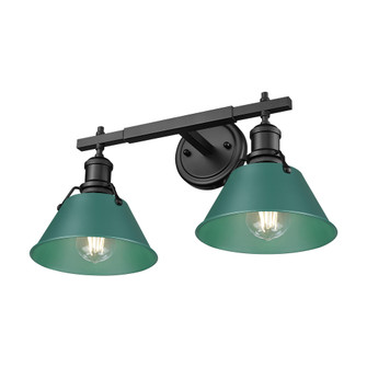 Yep by Golden Lighting Orwell 2-light Vanity in Matte Black and Pine Green shade (36|3306-BA2 BLK-GN)