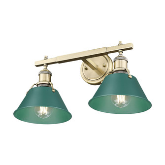 Yep by Golden Lighting Orwell 2-light Vanity in Aged Brass and Pine Green shade (36|3306-BA2 AB-GN)