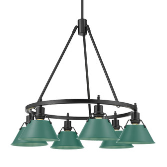 Yep by Golden Lighting Orwell 6-light Chandelier in Matte Black and Pine Green shade (36|3306-6 BLK-GN)