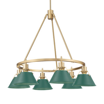 Yep by Golden Lighting Orwell 6-light Chandelier in Brushed Champagne Brass and Pine Green shade (36|3306-6 BCB-GN)