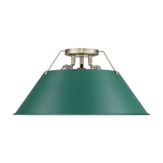 Yep by Golden Lighting Orwell 3-light Flush Mount in Aged Brass and Pine Green shade (36|3306-3FM AB-GN)