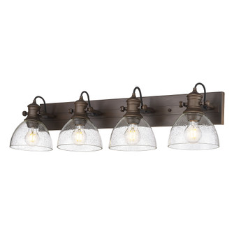 Yep by Golden Lighting Hines 4-light Vanity in Rubbed Bronze and Seeded Glass (36|3118-BA4 RBZ-SD)