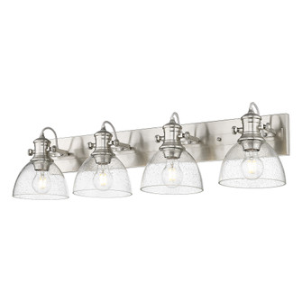 Yep by Golden Lighting Hines 4-light Vanity in Pewter and Seeded Glass (36|3118-BA4 PW-SD)