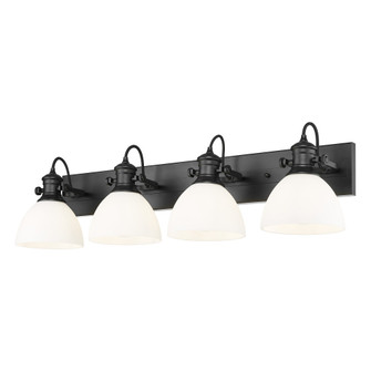 Yep by Golden Lighting Hines 4-light Vanity in Matte Black and Opal Glass (36|3118-BA4 BLK-OP)
