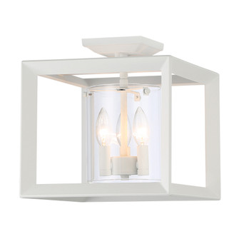 Golden Lighting Smyth 3-light 12''H Semi-Flush Mount in Natural White and Clear Glass (36|2073-SF12 NWT-CLR)
