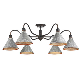 Wry Lighting Jasper 6-light Semi-Flush Mount in Antique Black Iron (36|0877-6SF ABI-GV)