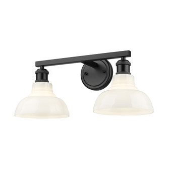 Yep by Golden Lighting Carver 2-light Vanity in Matte Black and Vintage Milk Glass (36|0305-BA2 BLK-VMG)