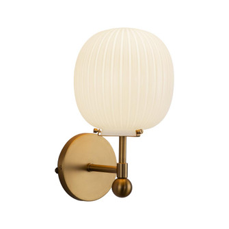 Cherise 7-in Brushed Gold/Glossy Ribbed Opal Glass Socket Wall/Vanity Light (7713|WV579107BGGR)