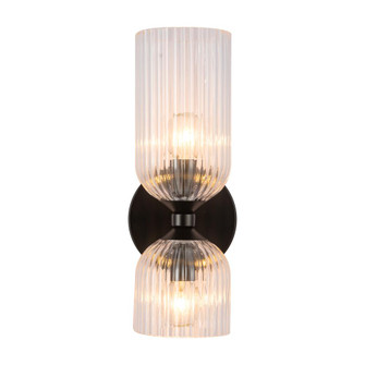 Nelly 12-in Matte Black/Clear Ribbed Glass Socket Damp-Rated Wall/Vanity Light (7713|WV442612MBCR)