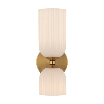 Nelly 12-in Brushed Gold/Glossy Ribbed Opal Glass Socket Damp-Rated Wall/Vanity Light (7713|WV442612BGGR)