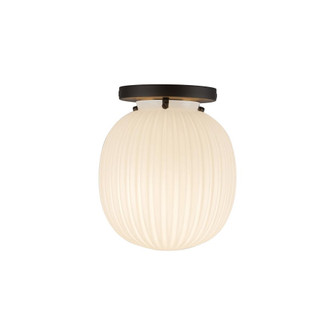 Cherise 7-in Matte Black/Glossy Ribbed Opal Glass Socket Semi-Flush Mount (7713|SF579107MBGR)