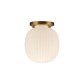 Cherise 7-in Brushed Gold/Glossy Ribbed Opal Glass Socket Semi-Flush Mount (7713|SF579107BGGR)