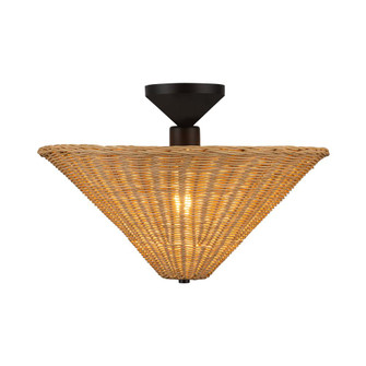 Bridgette 16-in Matte Black/Rattan Socket Semi-Flush Mount (7713|SF497016MBRA)