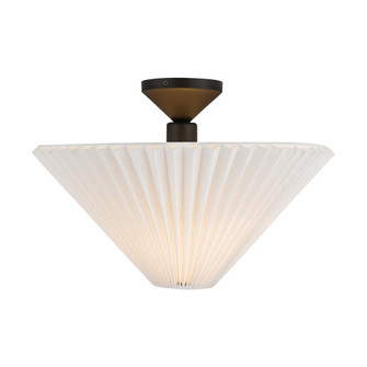 Bridgette 16-in Matte Black/Folded White Socket Semi-Flush Mount (7713|SF497016MBFW)