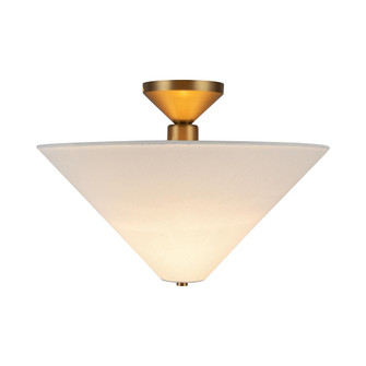 Bridgette 16-in Brushed Gold/White Linen Socket Semi-Flush Mount (7713|SF497016BGWL)
