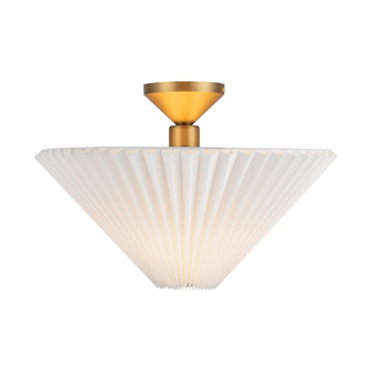 Bridgette 16-in Brushed Gold/Folded White Socket Semi-Flush Mount (7713|SF497016BGFW)