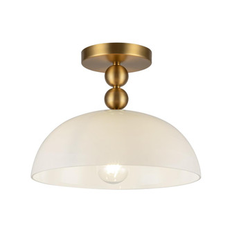 Paisley 12-in Brushed Gold/Glossy Opal Glass Socket Semi-Flush Mount (7713|SF459012BGGO)