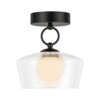 Leota 8-in Matte Black/Clear Glass Dimmable LED Semi-Flush Mount (7713|SF443308MBCL-UNV)