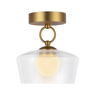 Leota 8-in Brushed Gold/Clear Glass Dimmable LED Semi-Flush Mount (7713|SF443308BGCL-UNV)