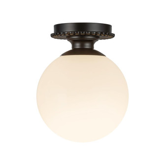 Otis 8-in Matte Black/Glossy Opal Glass Socket Semi-Flush Mount (7713|SF430108MBGO)