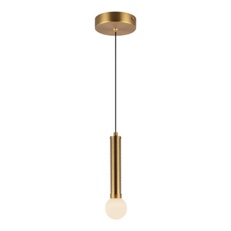 Arden 9-in Brushed Gold/Opal Glass Dimmable LED Pendant (7713|PD612109BGOP-UNV)