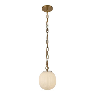 Cherise 7-in Brushed Gold/Glossy Ribbed Opal Glass Socket Pendant (7713|PD579107BGGR)