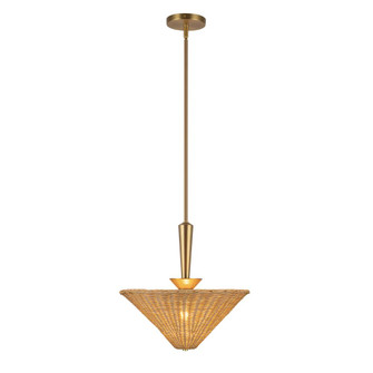 Bridgette 16-in Brushed Gold/Rattan Socket Pendant (7713|PD497016BGRA)