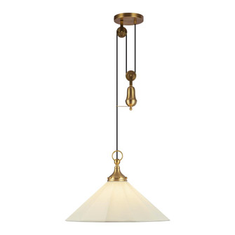 Ellen 20-in Brushed Gold/White Linen Socket Pendant (7713|PD447120BGWL)
