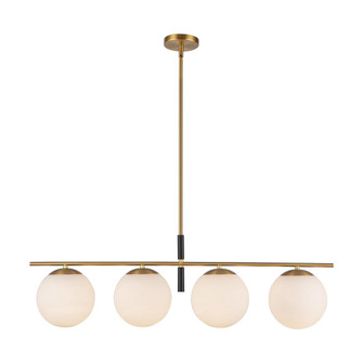 Zuri 37-in Brushed Gold/Opal Glass Socket Linear Pendant (7713|LP421437BGOP)
