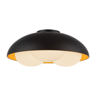 Robyn 16-in Matte Black/Opal Glass Socket Flush Mount (7713|FM495316MBOP)