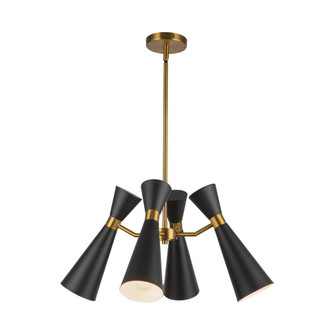 Blake 24-in Matte Black/Aged Gold Socket Chandelier (7713|CH574424MBAG)