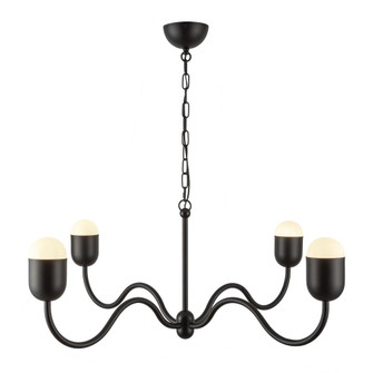 Effie 39-in Matte Black/Opal Glass Socket Chandelier (7713|CH558439MBOP)