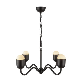 Effie 27-in Matte Black/Opal Glass Socket Chandelier (7713|CH558427MBOP)