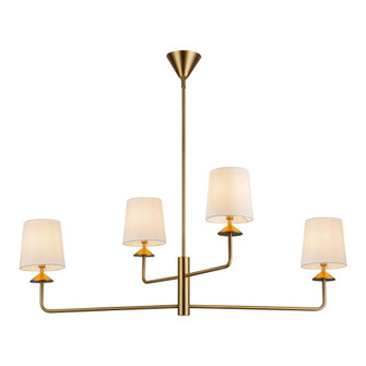 Bridgette 45-in Brushed Gold/White Linen Socket Chandelier (7713|CH497445BGWL)